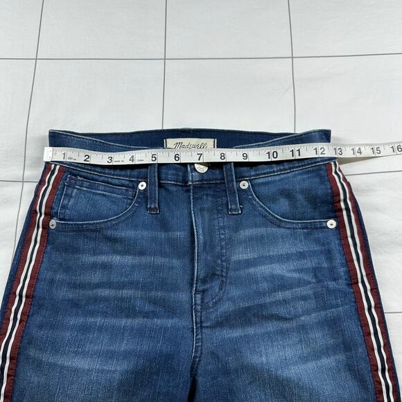Madewell Jeans Womens 24 Blue Stovepipe Ribbon Tux Striped Edition High Rise - Picture 8 of 11